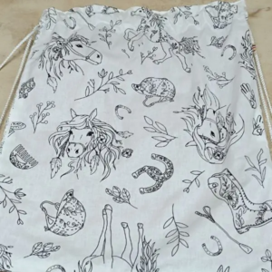 Sac à doudou à colorier cheval doublure coton 