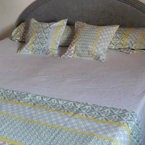 Jeté de Lit et Taies d'Oreillers en Coton Recyclé