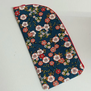 Étui à lunettes en tissu coton fleuri avec zip - Fait main 