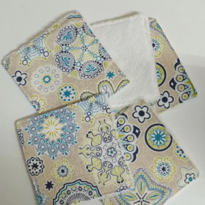 Lingettes démaquillantes en coton motif mandala et éponge bambou éco-responsable et réutilisable 