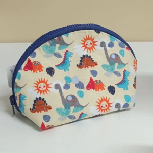 Trousse Demi-Lune Matelassée Dinosaure – Création Artisanale