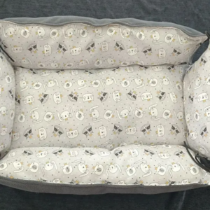 Dodo Canapé Réversible en polaire et tissu coton motif chat gris – Création spéciale animaux 