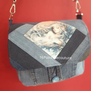 _Sac besace fée en jean recyclé – édition unique univers féerique bleu6