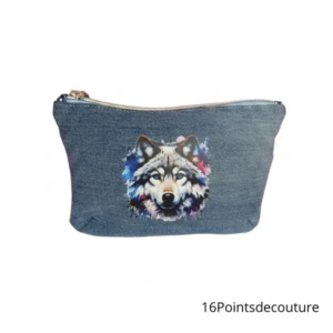 Trousse Julie Husky en jean recyclé – Création artisanale unique