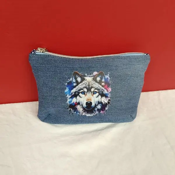 Trousse Julie Husky en jean recyclé – Création artisanale unique2